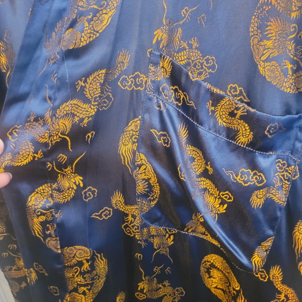 Elegant Blue and Gold OPEN STYLE KIMONO ROBE SIZE F2 (Aprox M-L) - Picture 4 of 4